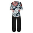 thumbnail image 5 of Teissuly Women's Casual Round Neck Short Sleeve Top And Pants Digital Printing Two-piece Set, 5 of 5