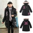 thumbnail image 2 of Hicidod Girls Winter Puffer Jackets Thicken Warm Lightweight Long Down Coats Cute Letter Printed Zipper Jackets with Faux Fur Hood Fall for Women, 2 of 5