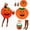 A03-Orange, variant on LEKWK Pumpkin Costume Adult 3 Piece Set with Hat & Candy Bag Cute Funny Halloween Costume Family Members Halloween Party Dress up Clearance