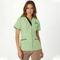 thumbnail image 3 of Nursing Uniforms Shirts Women Solid Color V Neck Plus Size T-Shirts Short Sleeve Stretchy Workwear Shirt with Pockets (Light green), 3 of 5