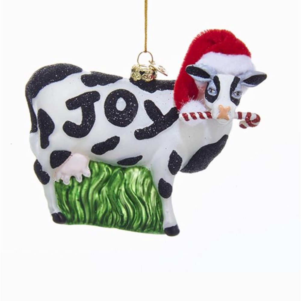 Pack of 8 White and Black Christmas Themed Cow Glass