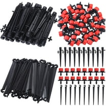Elcoho 150 Pieces Drip Irrigation System Kits Adjustable Irrigation Drippers Support Stakes Drip Sprinklers Emitters for Vegetable Gardens or Flower Beds