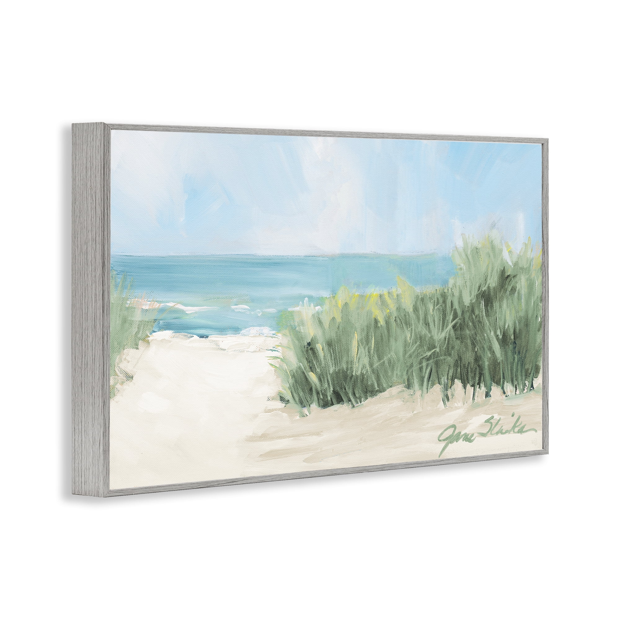 Stupell Industries Soothing Beach Day Gray Framed Giclee Art, design by Jane Slivka