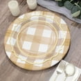 thumbnail image 5 of Efavormart 10 Pack | 13" Gold / White Buffalo Plaid Disposable Serving Trays, Round Checkered Sunray Cardboard Charger Plates - 350 GSM, 5 of 10