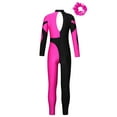 thumbnail image 2 of inhzoy Kids Girls Full Length Jumpsuit Gymnastic Leotard Unitard Rhinestone Long Sleeve Bodysuit Ballet Dancewear HotPink-A 16, 2 of 6
