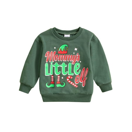 

Suealasg Kids Boys Girls Christmas Sweatshirts Toddler Long Sleeve Crewneck Elf/Santa/Mug Print Pullover Tops 6M 12M 18M 24M 3T 4T Infant Baby Casual Fall Clothing