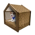 thumbnail image 1 of Fish Pet House, Retro Style Coffee Tones Flat and Long Fish with Flowers, Outdoor & Indoor Portable Dog Kennel with Pillow and Cover, 5 Sizes, Pale Coffee Chocolate, by Ambesonne, 1 of 5