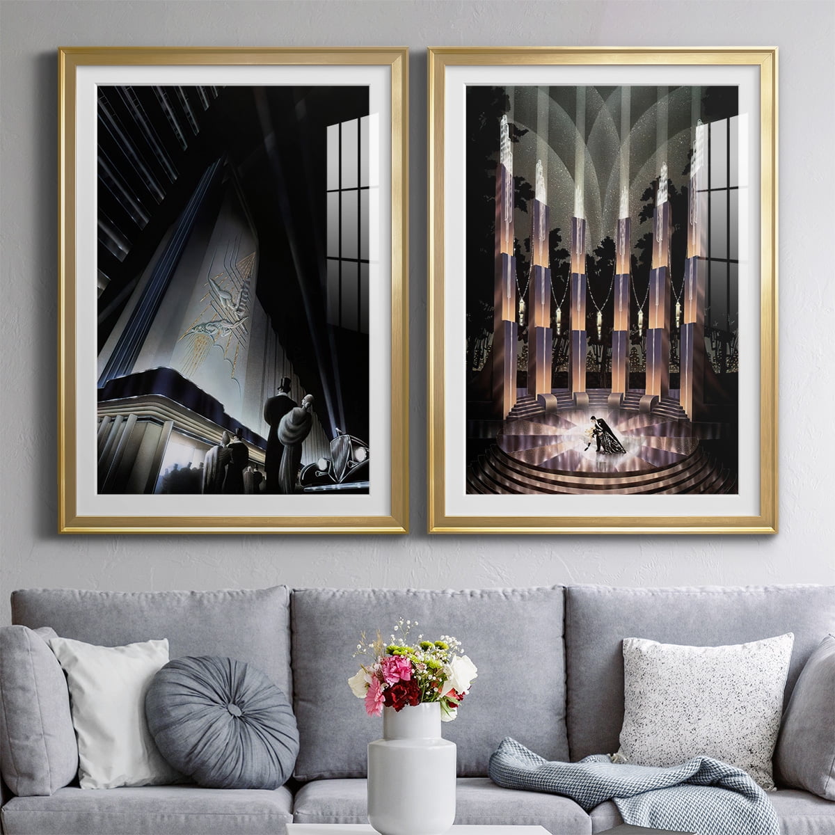 Wexford Home Nocturne Premium Framed Print, 18.5" x 24.5" - Ready to Hang, Gold (Set of 2)