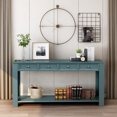 thumbnail image 1 of Topcobe Console Table, 2-Tier Sofa Table, Entryway Table with Storage Drawers and Bottom Shelf, Countertop Long Table Behind the Couch, Dark Blue, 1 of 7