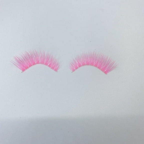 Nvzi-c Colored Eyelashes Mink Lashes , Fluffy Colorful Lash Clusters, Dramatic Long Thick Cat Fox Eye Lashes Full Curly False Eyelash, Curl Salon Extensions Strip 1 pairs（Pink）