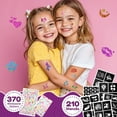 thumbnail image 5 of Temporary Glitter Tattoo Kids, Caveen 42 Colors Glitter Tattoo Set with 370 Rhinestone Sticker, 210 Stencils, 5 Brushes, 4 Luminous Sticker, 3 Glues Kids Birthday Party Festival Gift, 5 of 7