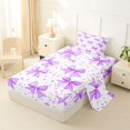 thumbnail image 2 of Erosebridal Purple Polka Dot Bow Twin Sheet Sets for Girls, Watercolor Ribbon Bedding for Women, 3 Pieces, 2 of 6