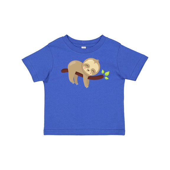 Inktastic Cute Sloth Sleeping On Tree Branch, Lazy Sloth Boys or Girls Baby T-Shirt