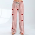 thumbnail image 2 of Valentines Pajamas Pant for Women Heart Graphic Print Pjs Relaxed Fit Wide Leg Heart Pj Pants Valentines Day Gifts, 2 of 4