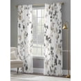 thumbnail image 4 of Gray Botanical Sheer Curtains 84 Inch Length 2 Panels Set, Watercolor Spring Summer Floral Leaves Voile Window Treatment Rod Pocket Curtains Sheers Drapes for Bedroom/Living Room/Kitchen 52"x84"x2, 4 of 7