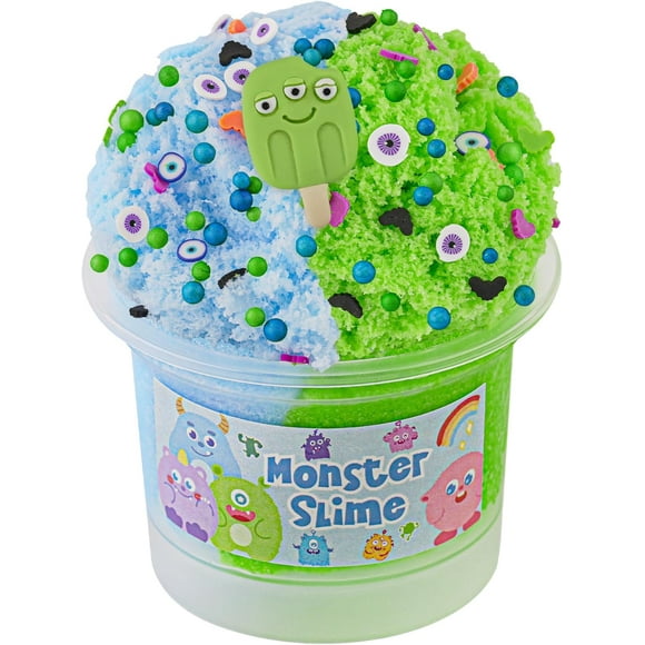 SHIQI-Monster Green & Blue Cloud Slime, Super Drizzly & Non-Sticky Premade Slime, Slime Party Favors for Kids, Slime Sensory Toys for Birthday Easter Hallowmas Christmas Girls Gifts & Boys Gifts