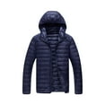 thumbnail image 2 of Hogleaql Plus Size Quilted Jackets for Men Zip Up Long Sleeve Thermal Puffer Cotton Coat Hooded Collar with Pockets Loose Solid Color Soft Insulated Winter Trendy Jacket Outwear Navy L, 2 of 3