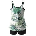 thumbnail image 4 of Amzcrzy Tankini Bathing Suits for Women Hawaii Floral Print Tummy Control Two Piece Swimsuits Blouson Retro Flower Leaf Swim Tank Top with Boy Shorts, 4 of 6