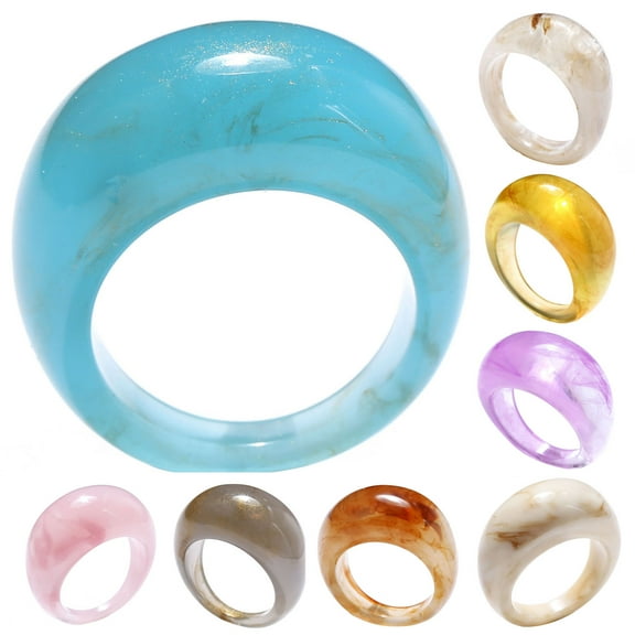 SPRING PARK Geometric Geometric Resin Transparent Rings Round Finger Ring For Lady