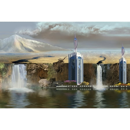 A vacation spot is threatened by an erupting volcano Canvas Art - Corey FordStocktrek Images (18 x