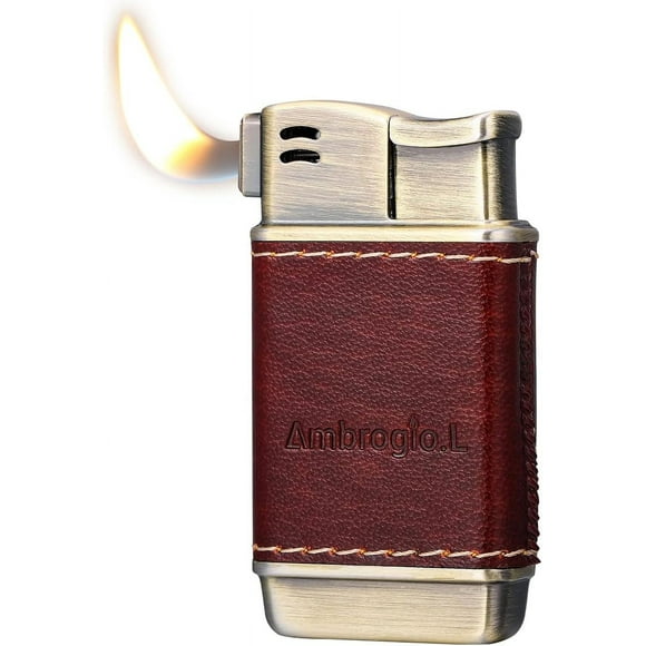 LAICAIW Honest Tobacco Pipe Lighter - Genuine Leather Adjustbale Soft Flame Refillable Butane Gas Lighter - Boxed