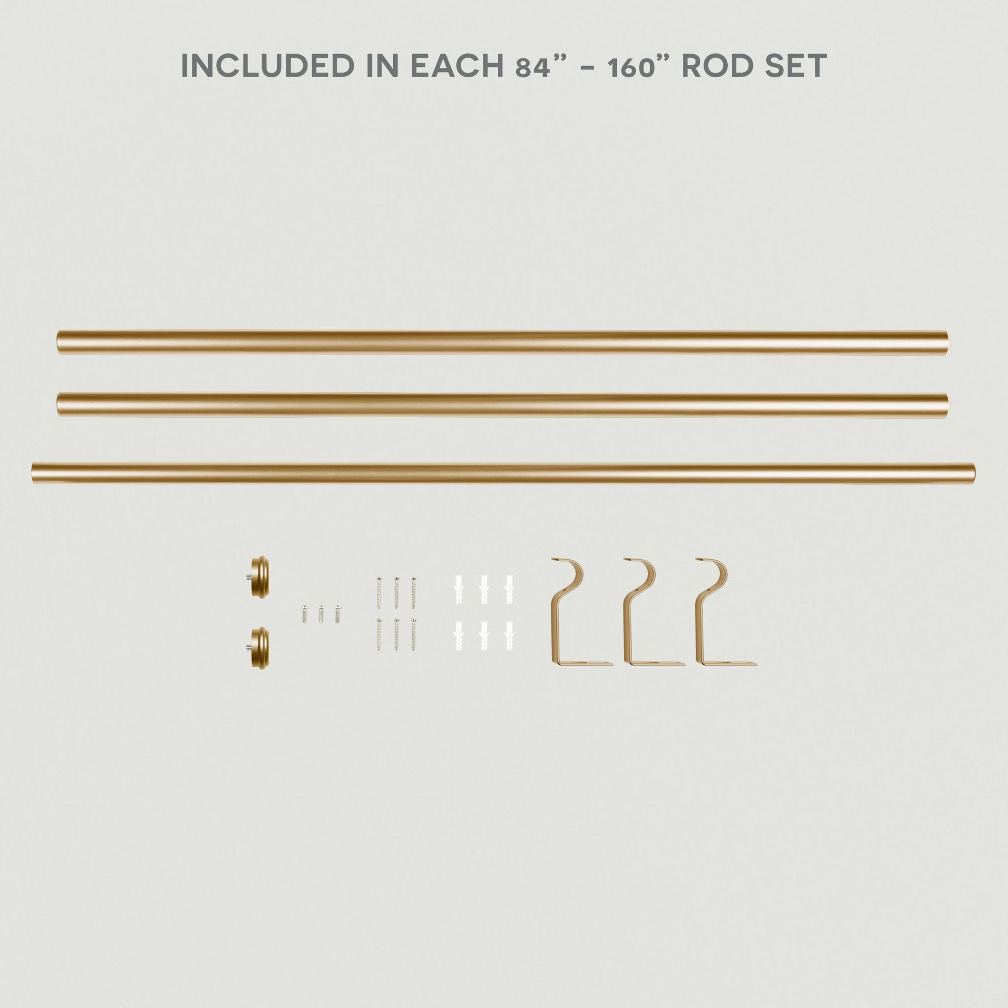EXCLUSIVE HOME Topper 1" Curtain Rod and Finial Set, Adjustable Adjustable 84"-160", Gold