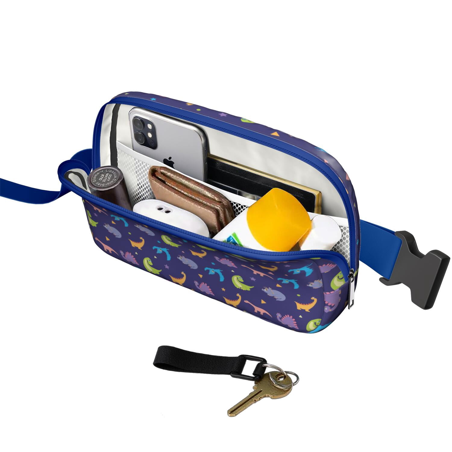 Cute Dinosaur Fanny Pack for Women – Funny Cartoon Dino Print Waist Bag with Colorful Pattern, Lightweight Travel Belt Bag for Dinosaur Lovers