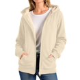 thumbnail image 1 of Women's fleece zip-up hoodie, warm and comfortable fleece jacket with pockets, loose-fitting hooded sweatshirt light gray XXL, 1 of 5