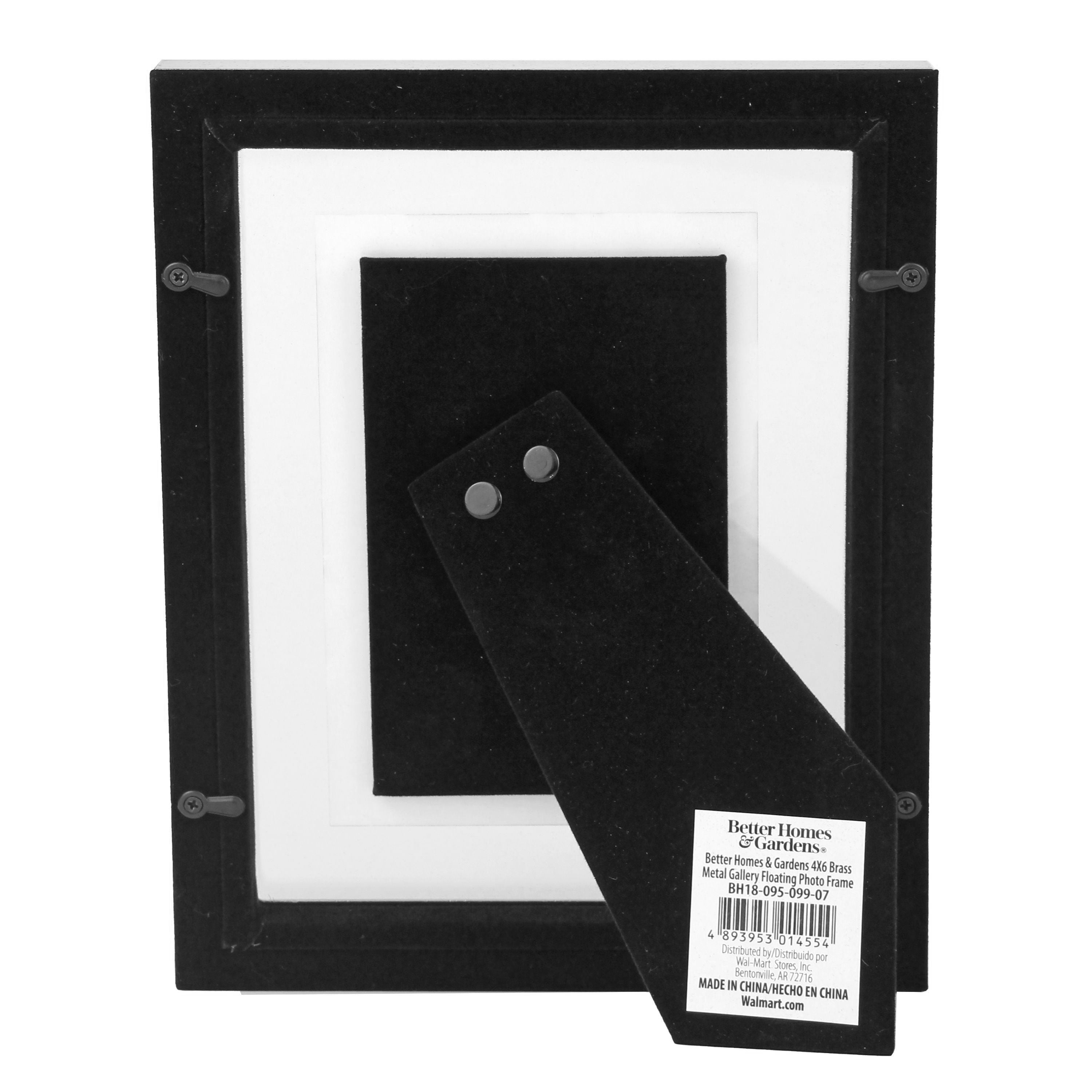 Better Homes & Gardens 4" x 6" Rectangle Metal Tabletop Floating Picture Frame, Gold