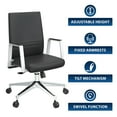 thumbnail image 3 of LeisureMod Aleen Mid-Century Modern Office Chair in Upholstered Leather and Iron Frame with Swivel and Tilt (Black), 3 of 7