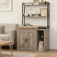 thumbnail image 3 of 55" Cat Litter Box Enclosure, Hidden Wooden Cat House with 2 Storage Shelves for Living Room Entryway, 3 of 3