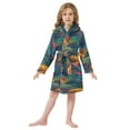 thumbnail image 6 of FORMRS Niños Bathrobe Unisex Hooded Robe Soft Plush Pajamas Sleepwear, Size 10-12T, Colorful Waves Pattern, 6 of 7