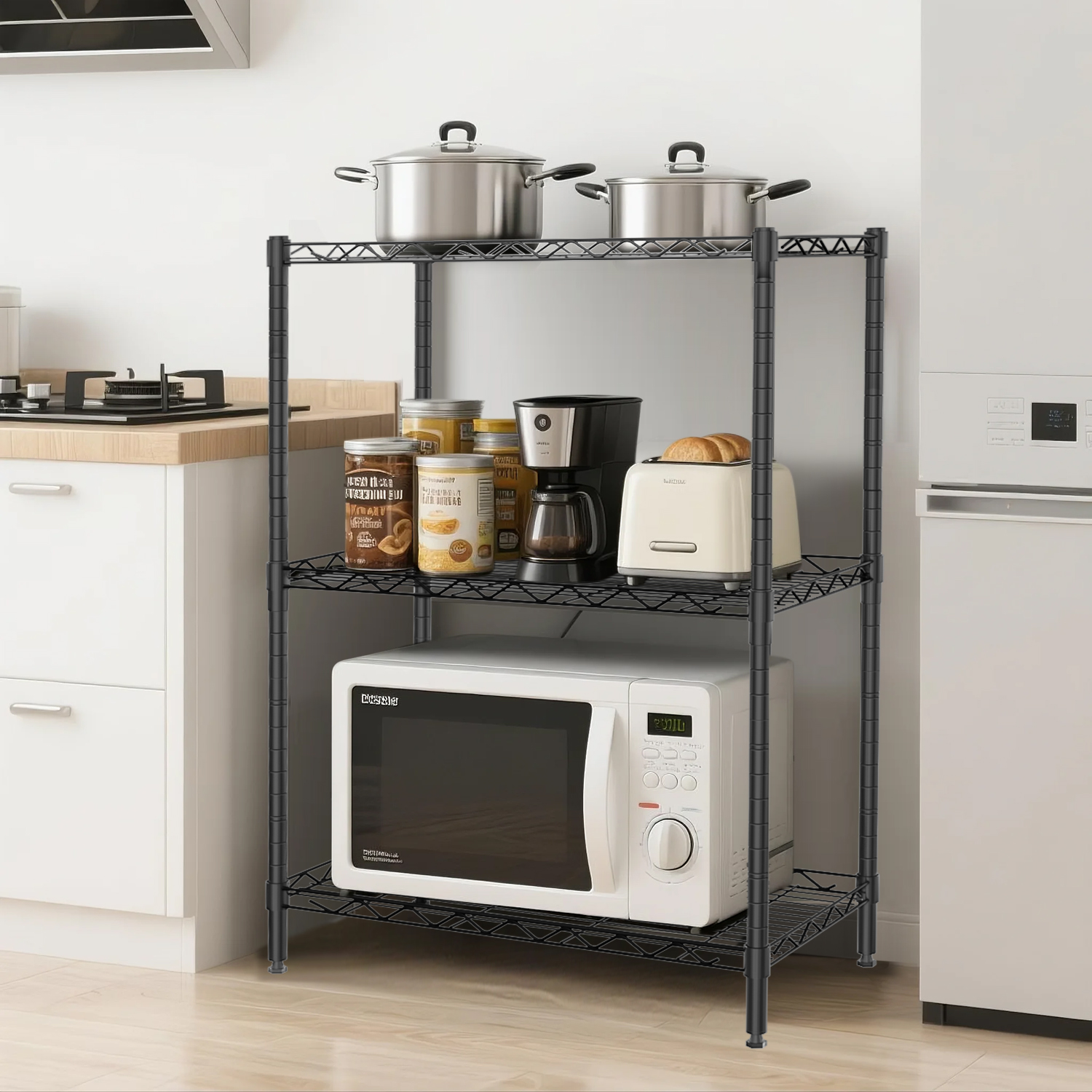 TAIMASI 3-Shelf Adjustable Wire Rack, Black photo 2