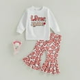 thumbnail image 2 of Fesfesfes Newborn Outfit Girls Kids Valentine's Day Pants Set Girls Long Sleeve Shirt Sweatshirt Love Printed Flared Pants Set 2-3 Years, 2 of 8