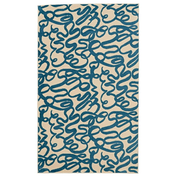 Capri Sasha Cream & Blue 4' 3" x 7' 3" Area Rug