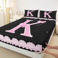 thumbnail image 3 of Manfei Letter K Monogrammed Twin Sheet Sets,Pink Bow Bowtie Twin Fitted Sheet,Galaxy Starry Sky Flat Sheet For Child,Microfiber Room Decorative,3 Pieces, 3 of 7