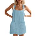 thumbnail image 2 of Women Summer Striped Casual Denim Dress Sleeveless Denim Dress with Pockets, 2 of 7