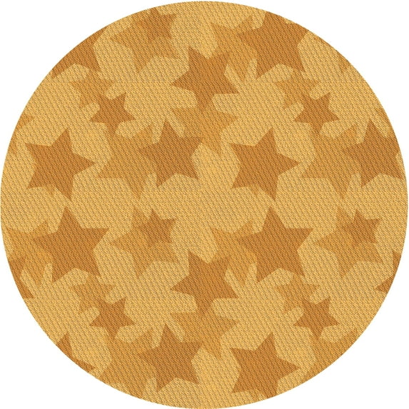 Ahgly Company Indoor Round Patterned Neon Orange Area Rugs, 4' Round