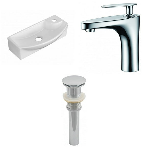 17.75-in. W Above Counter White Bathroom Vessel Sink Set For 1 Hole Right Faucet AI-26309