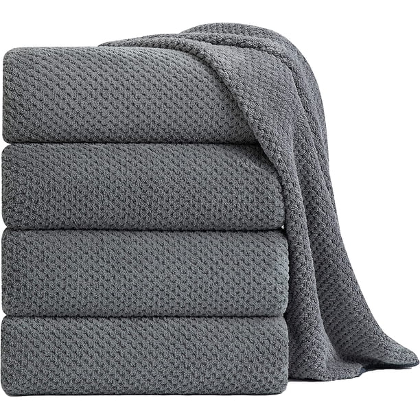 Juego de toallas de baño extragrandes de 89 x 188 cm, muy absorbentes, de microfibra jumbo, de secado rápido, ligeras y supersuaves para baño, hotel y spa. Paquete de 4 (gris).
