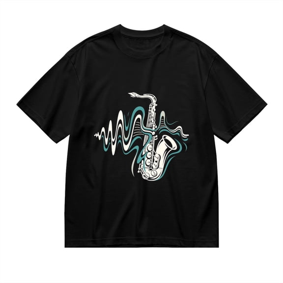 Black T Shirts for Men, Saxophone Graphic 1 Mens Graphic Tees, 24846312,S