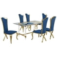 thumbnail image 1 of 7pc. 68" x 40" Glass Dining Set with 6 Chairs and Gold Stainless Steel, 1 of 4