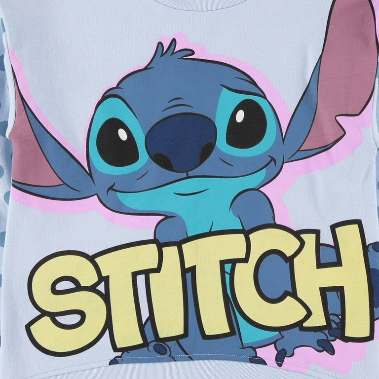 Lilo & Stitch Girls Sweatshirt -Jumbo Print and Embroidery Disney's Stitch  Sweater- Sizes 4-16 