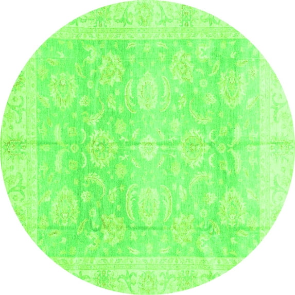 Ahgly Company Indoor Round Oriental Green Traditional Area Rugs, 5' Round