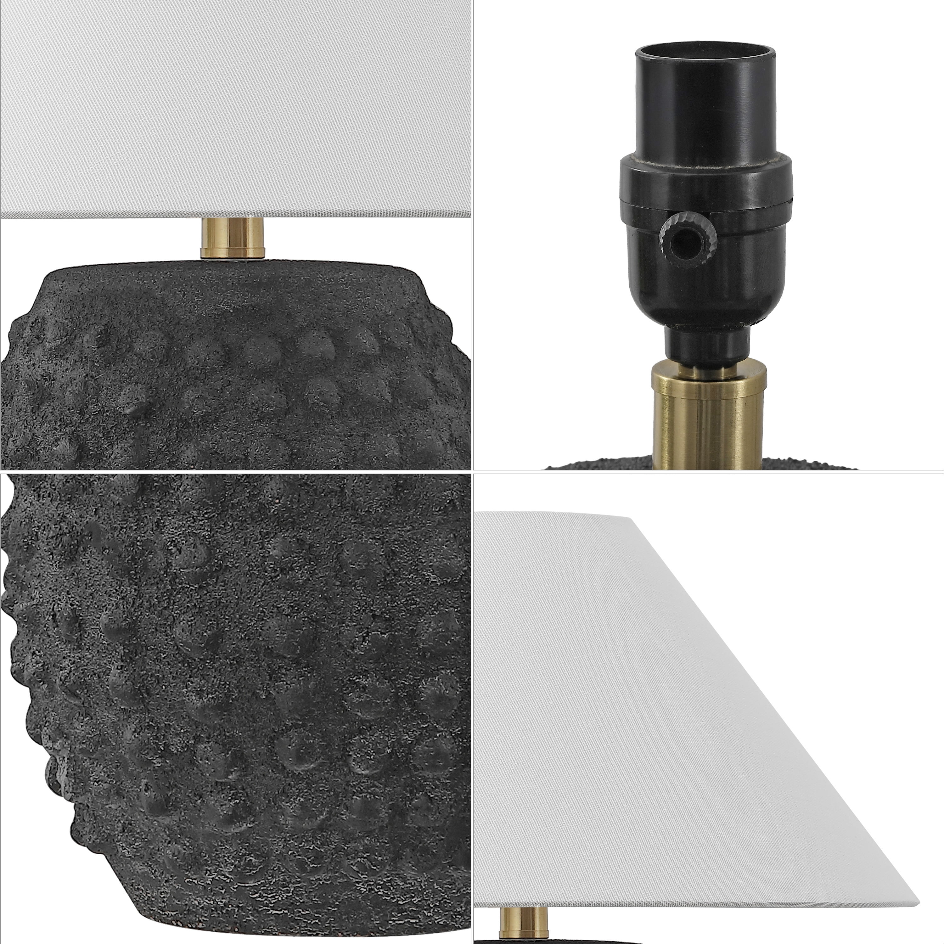 JONATHAN Y Effie 18.25" Minimalist Scandinavian Ceramic/Iron Hobnail LED Table Lamp, Matte Black (Set of 2), JYL5601A-SET2