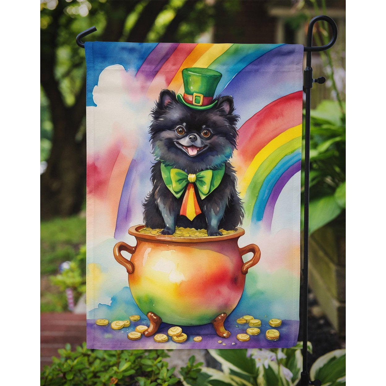 Pomeranian St Patrick's Day Garden Flag 11.25 in x 15.5 in