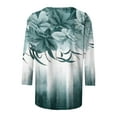 thumbnail image 4 of Pisexur Hauts pour Femmes Grande Taille Mode Chemises 3/4 Automne Décontractées Blouses à Col Rond Mignonnes à Imprimé Floral Tuniques Amples, 4 of 5