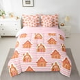 thumbnail image 2 of Manfei Kawaii Gingerbread House Bedding Comforter Set 7-Piece for Girls, Merry Christmas King Bedding Sets, Cute Pink Stripe Bed Sheets, Luxury Bedroom Decor, 2 of 8