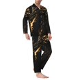 thumbnail image 2 of Balery Black And Gold Fire Dragon Pijama para Hombre de Dos Piezas con Manga Larga, Conjunto de Dormir y Descanso Suave con Bolsillos-Medium, 2 of 7