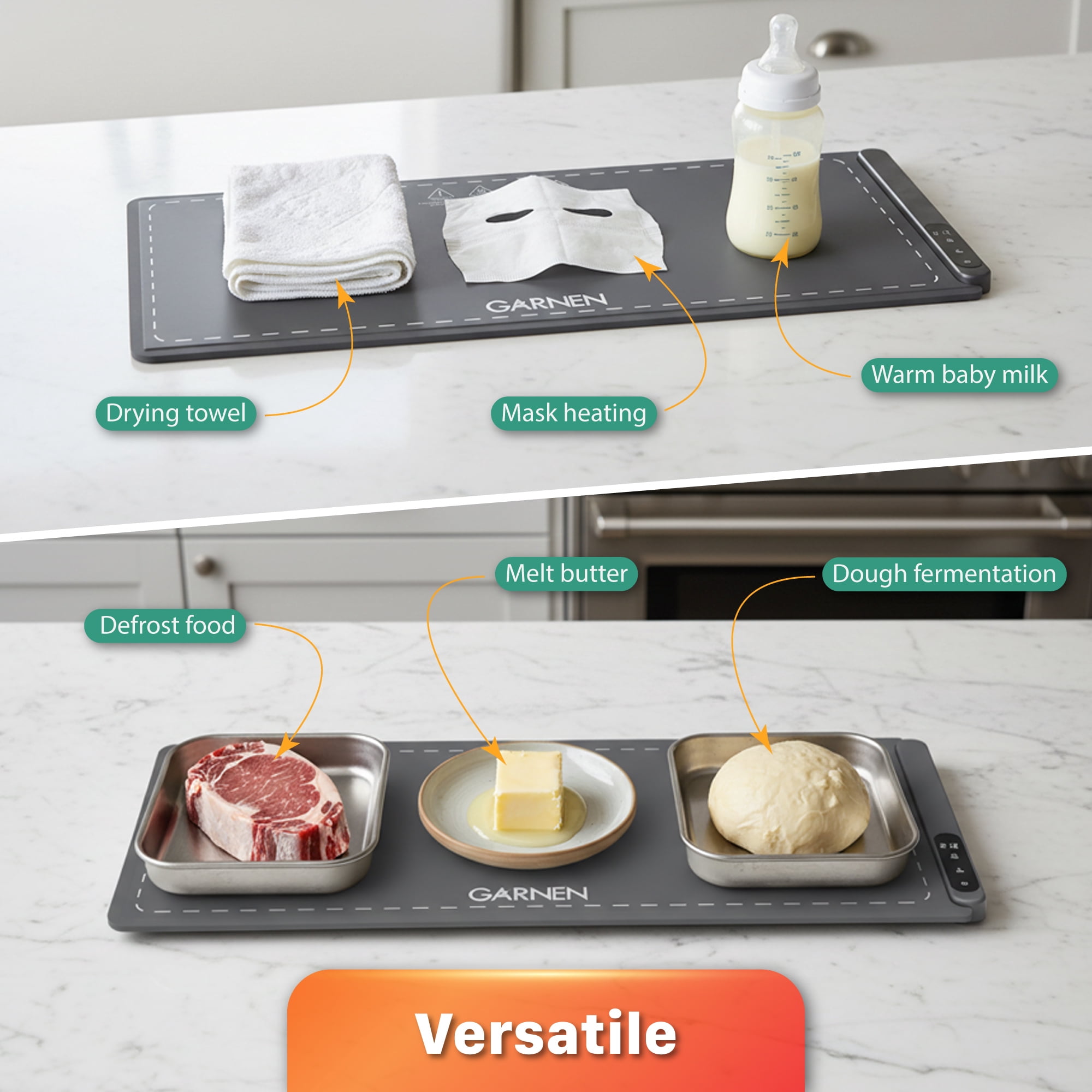 Garnen, Food Warming Mat, 36x16 inches, Gray, Electric - Walmart.com